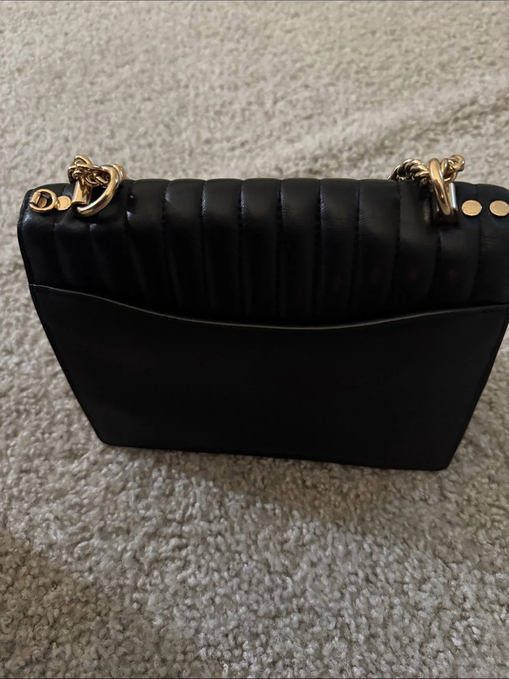 Coach Black Quilted Leather Crossbody with Gold Chain